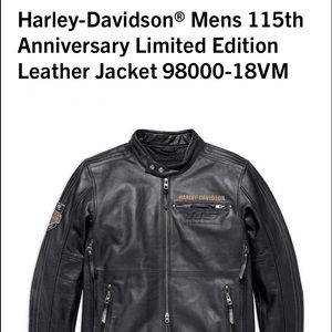 Harley-Davidson Mens 115th Ann Ltd Edn Leather Jkt